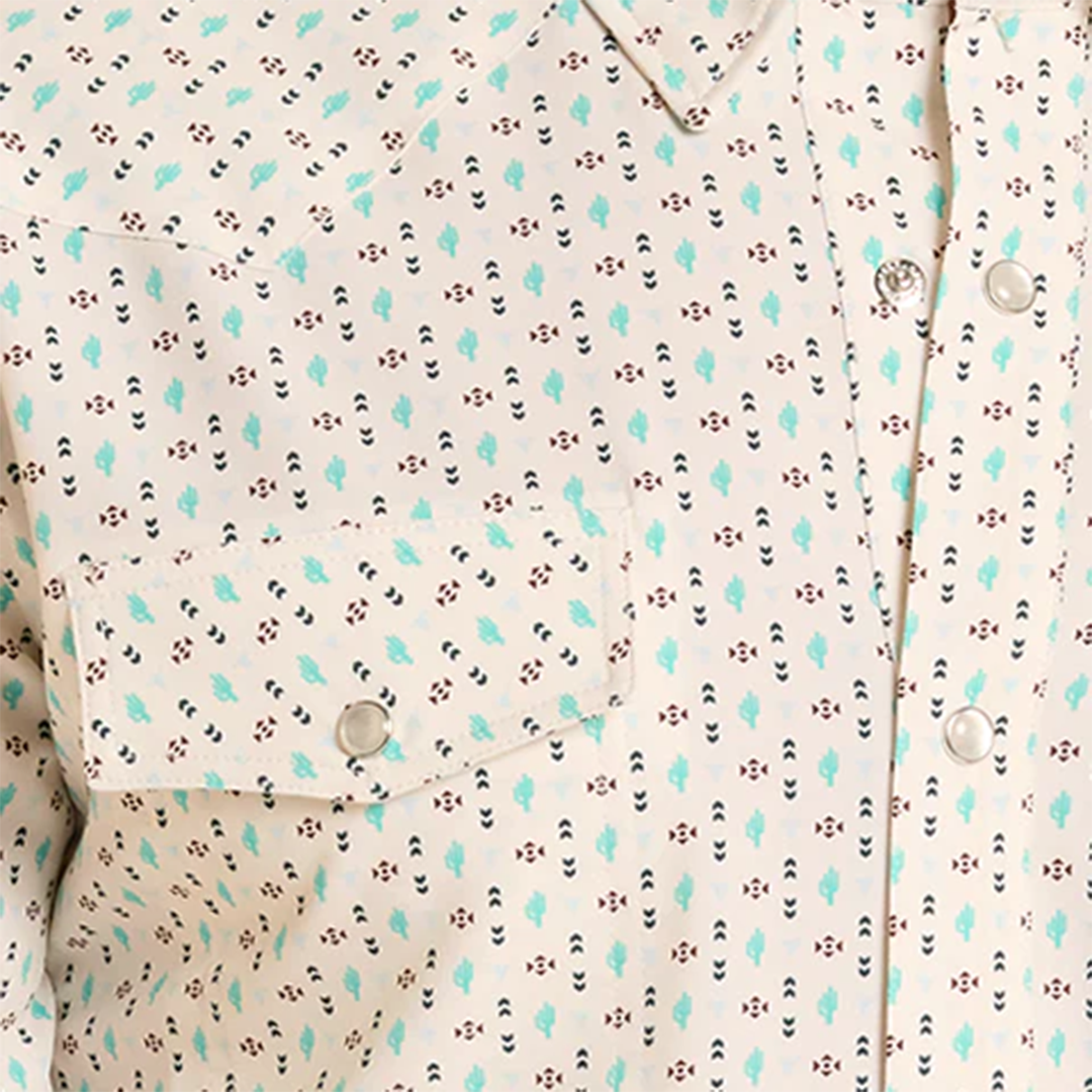 Panhandle Men's Western Cactus Performance Short Sleeve Snap Shirt