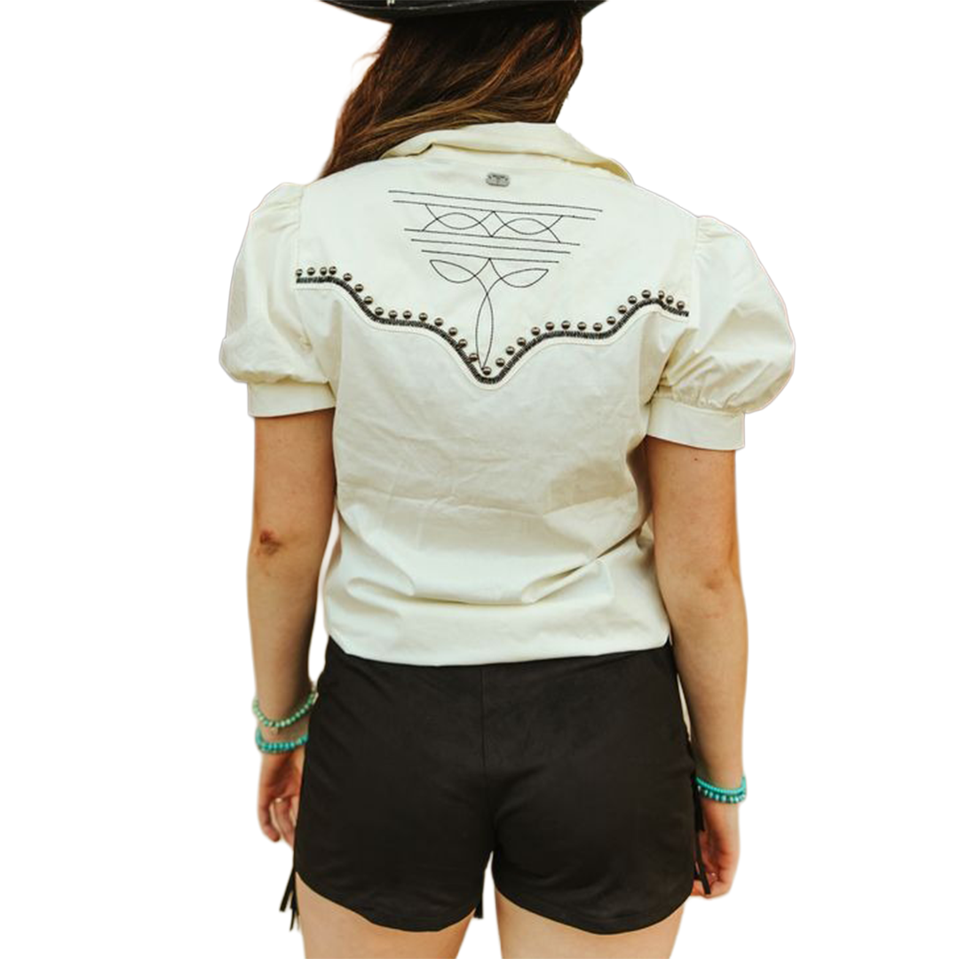 Lucky & Blessed Women's Puff Short Sleeve Shirt