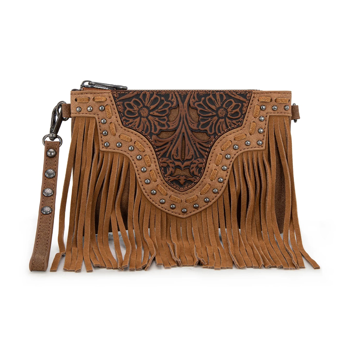 Trinity Ranch Floral Tooled Collection Clutch Crossbody