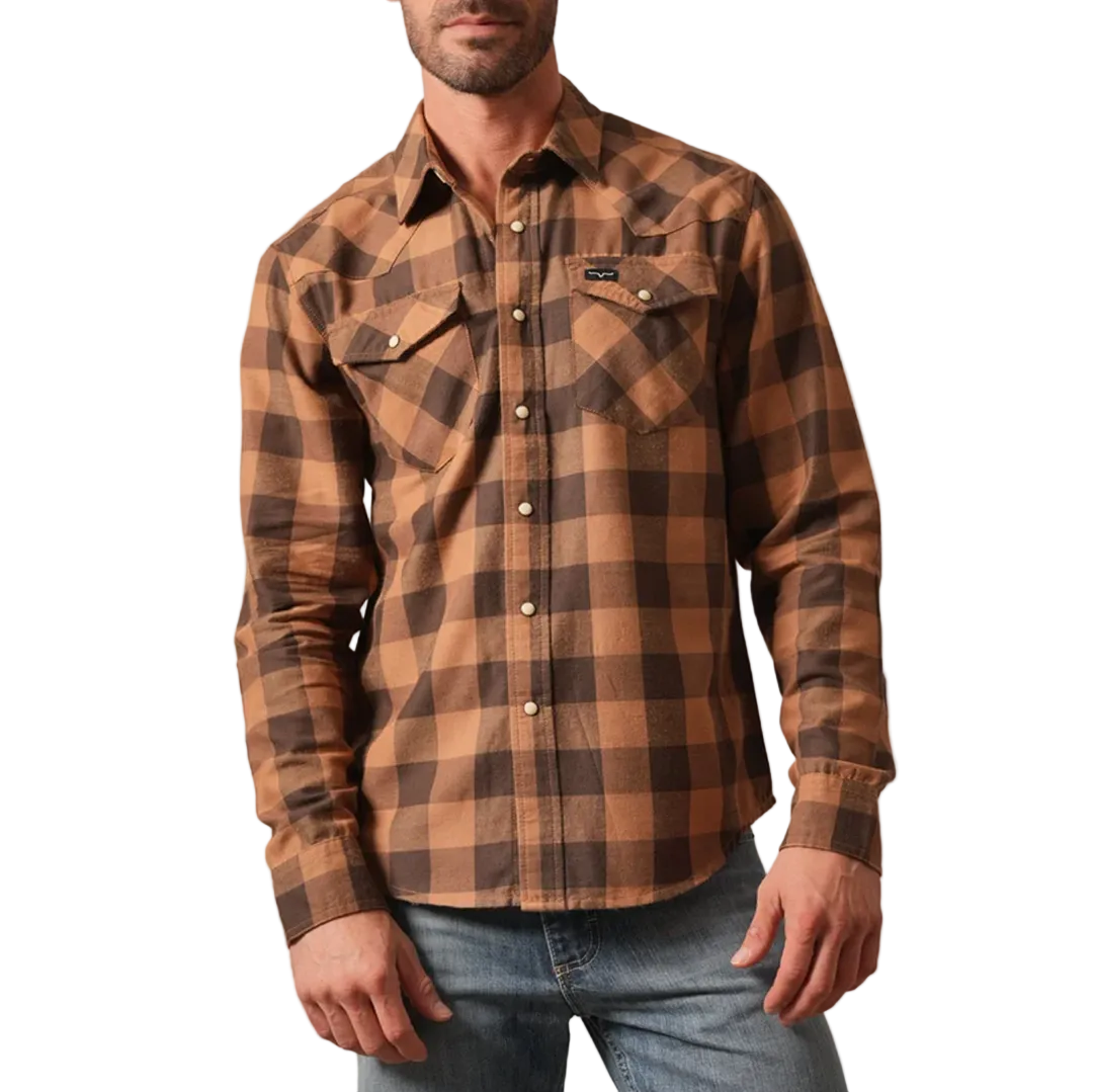 Chemise à boutons-pression à manches longues en flanelle Kimes Ranch Biggie pour homme