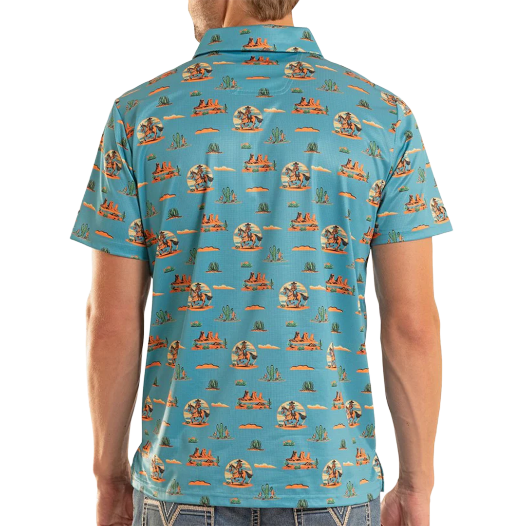 Rock & Roll Denim Men's Dale Brisby Western Desert Print Polo