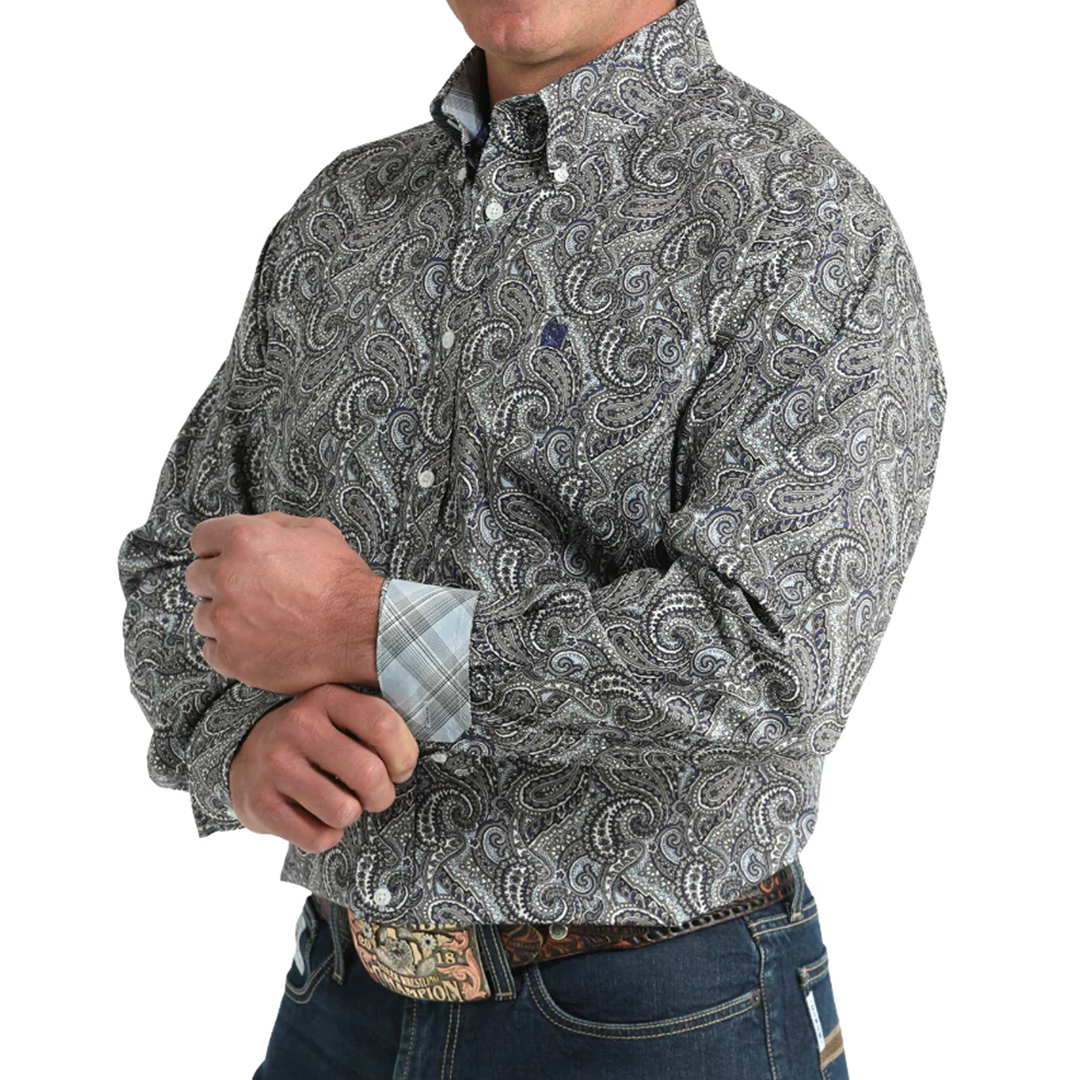 Cinch Men's Paisley Print Long Sleeve Button-Down Shirt