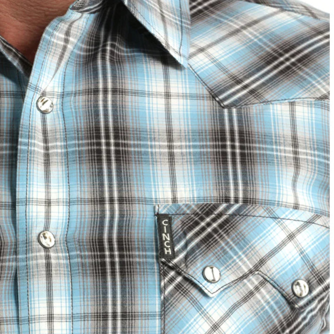 Cinch Men's Plaid Print Long Sleeve Snap Shirt
