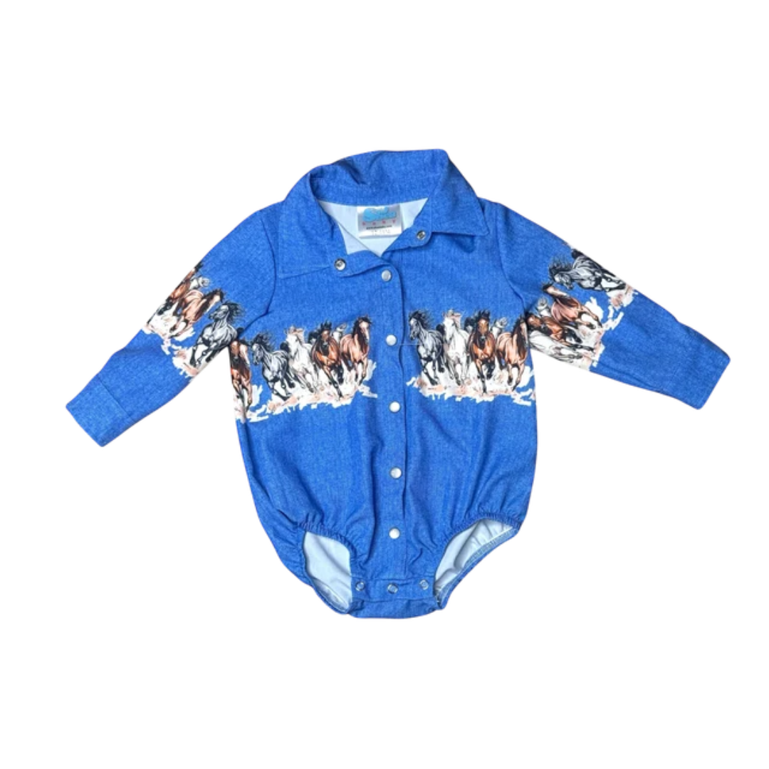 Grenouillère à manches longues à franges Yeehaw Cowgirl Shea Baby Baby pour filles