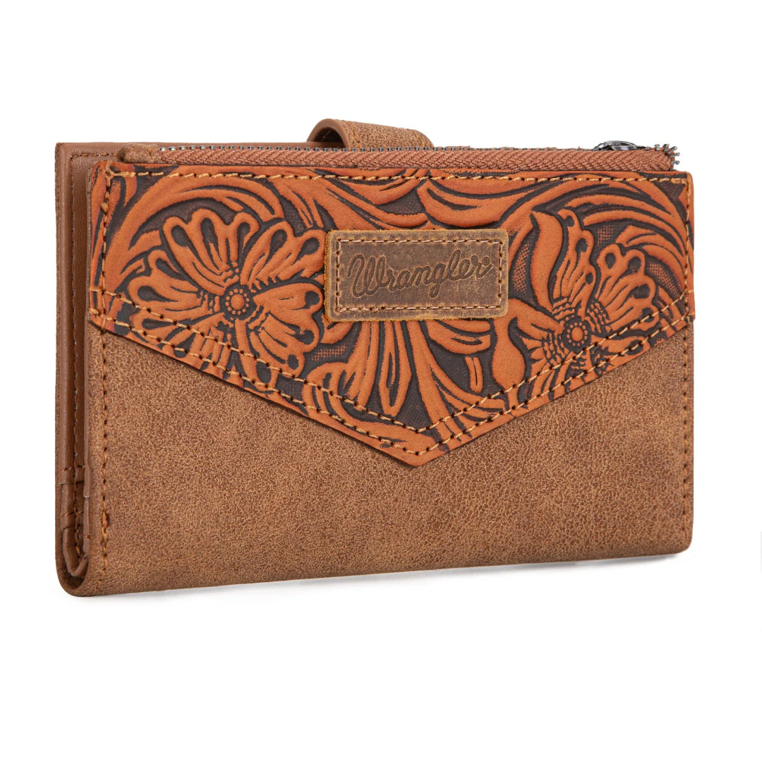 Portefeuille à deux volets pour femme Wrangler avec motif floral ciselé