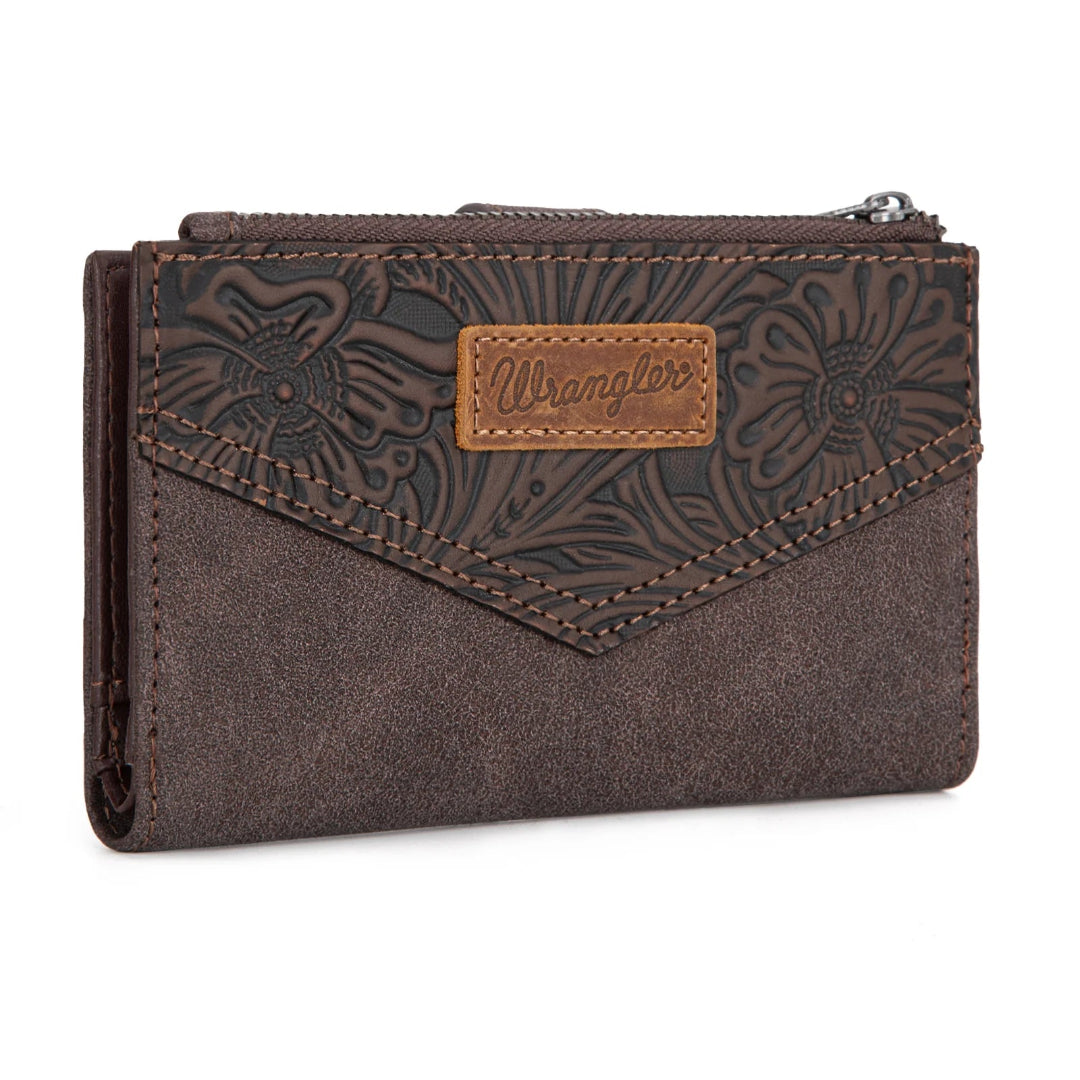 Portefeuille à deux volets pour femme Wrangler avec motif floral ciselé