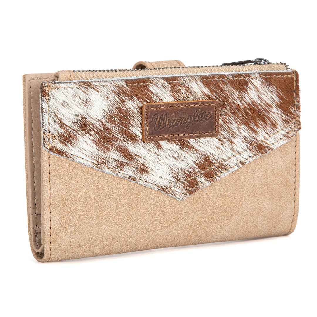 Wrangler Women's Genuine Hair-On Cowhide Card Holder Bi-Fold Wallet