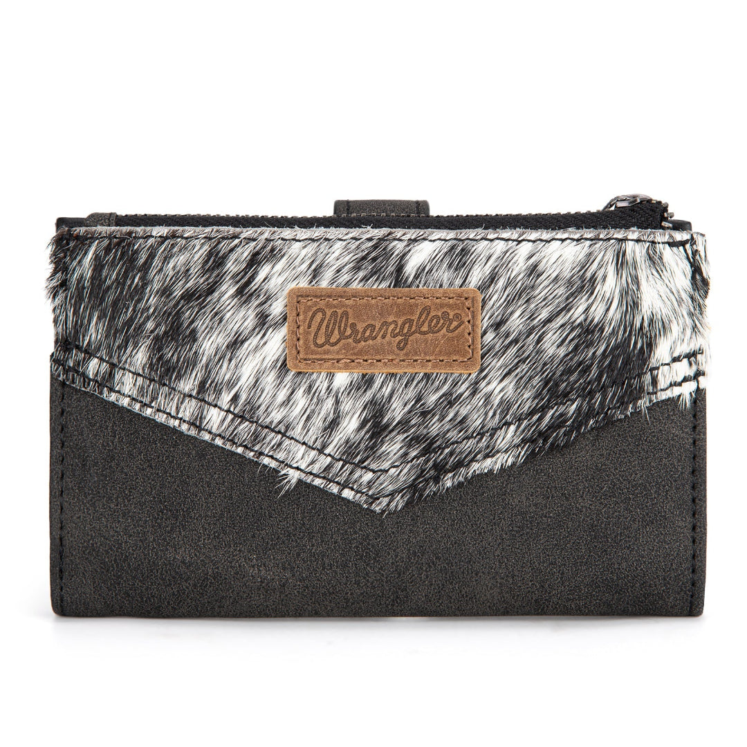 Wrangler Women's Genuine Hair-On Cowhide Card Holder Bi-Fold Wallet