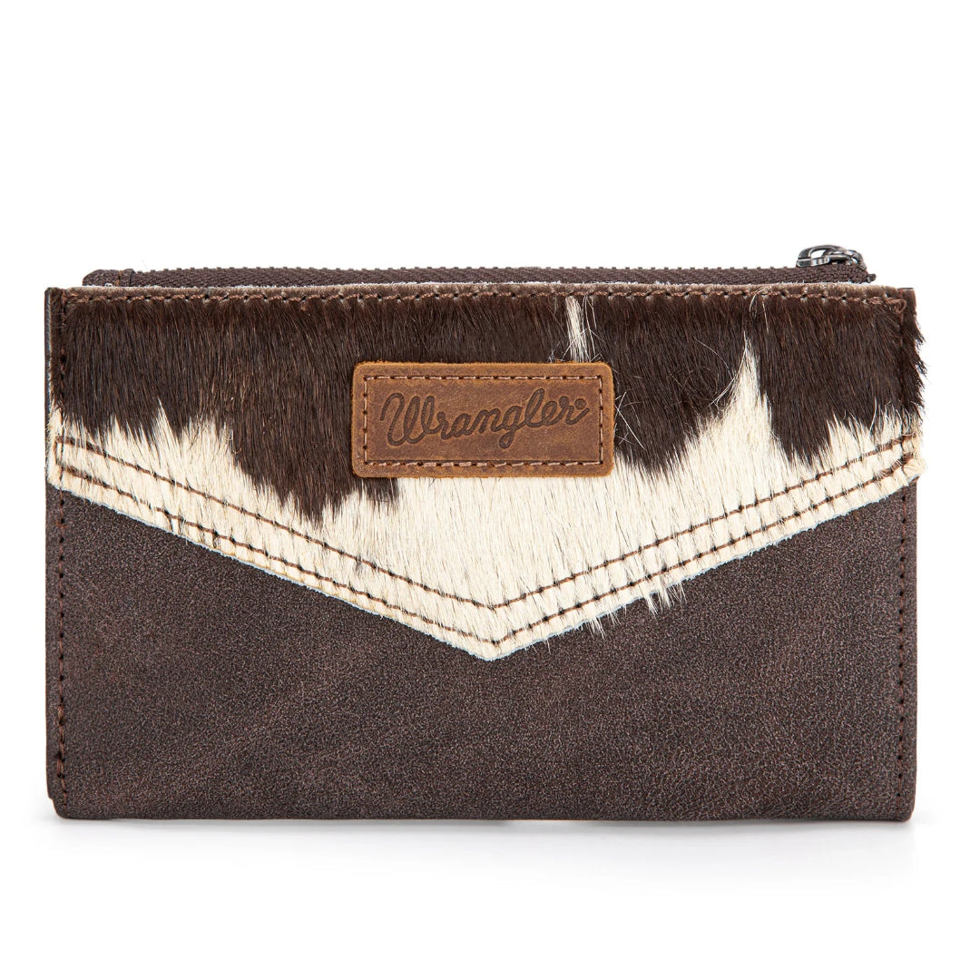 Wrangler Women's Genuine Hair-On Cowhide Card Holder Bi-Fold Wallet