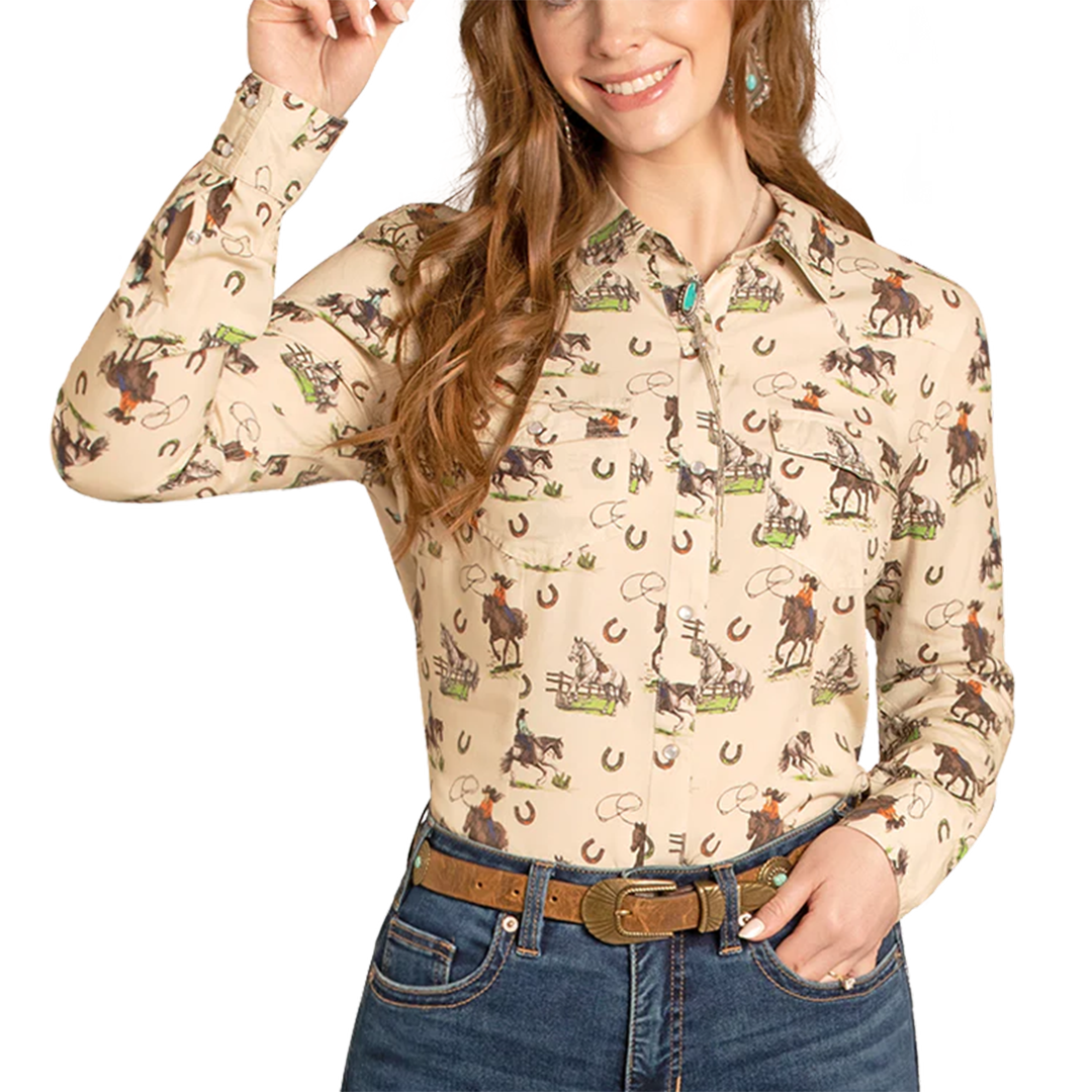 Panhandle Women's Saddle & Spruce Long Sleeve Snap Shirt