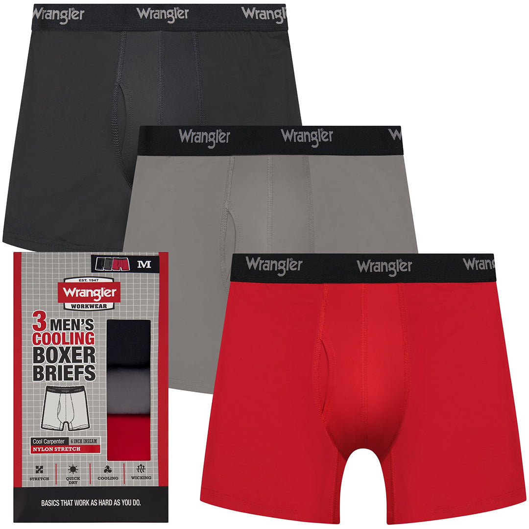 Wrangler Men s Cooling Boxer Briefs 3 Pack Black Red