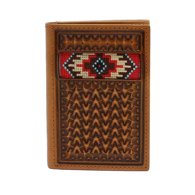 Ariat Men's Southwest Embroidered Ribbon Trifold Wallet