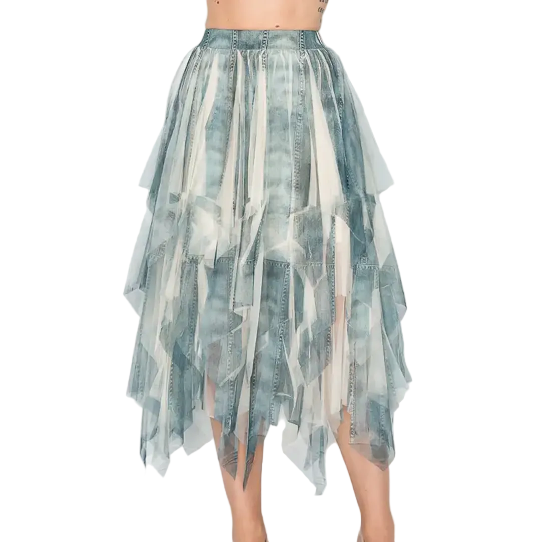 Origami By Vivien Women's Mesh Midi Skirt