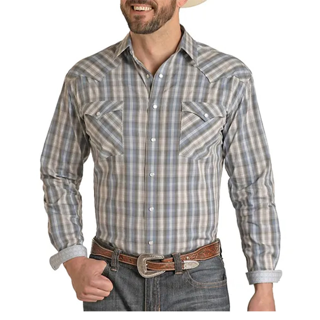 Rough Stock Men's Plaid Snap Shirt