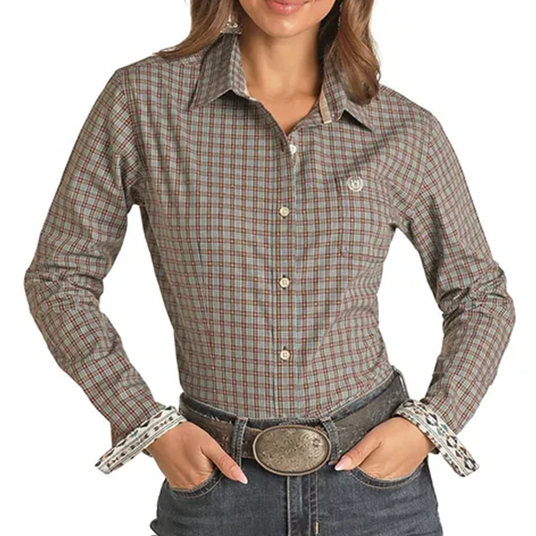 Chemise boutonnée à carreaux Rough Stock pour femme