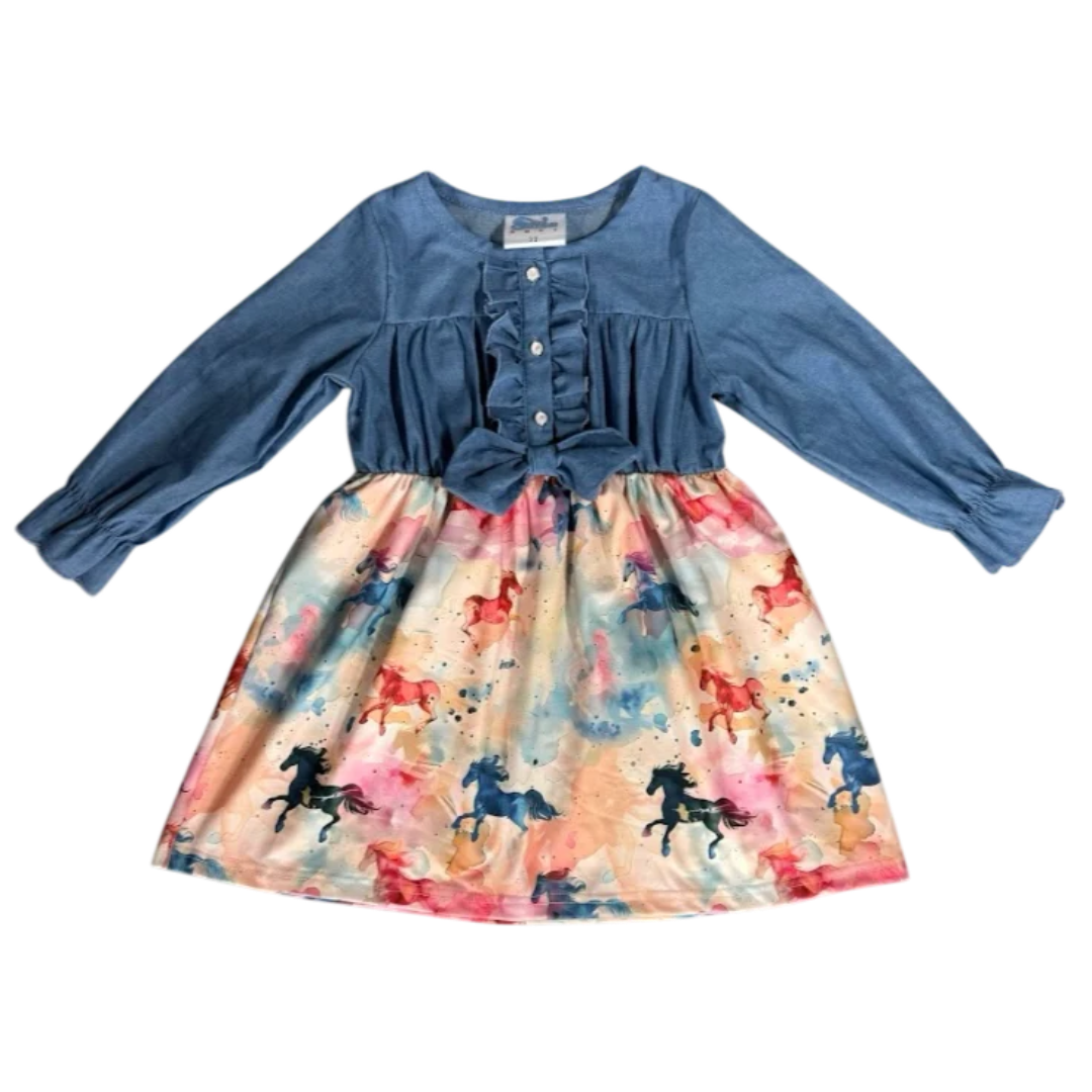 Shea Baby Baby Girls' Horse Denim Dress