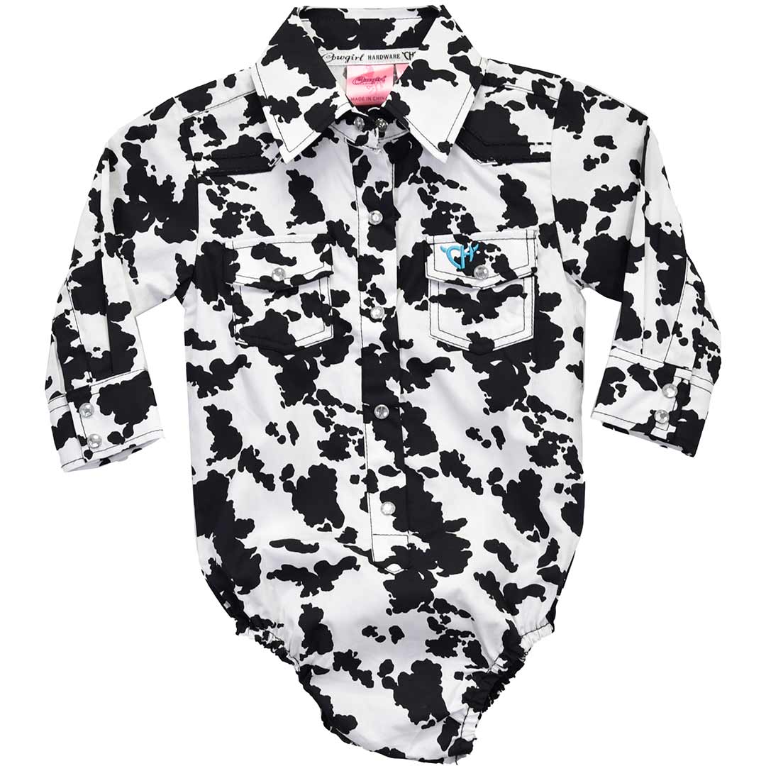 Cowgirl Hardware Baby Girls' Cow Print Snap Bodysuit