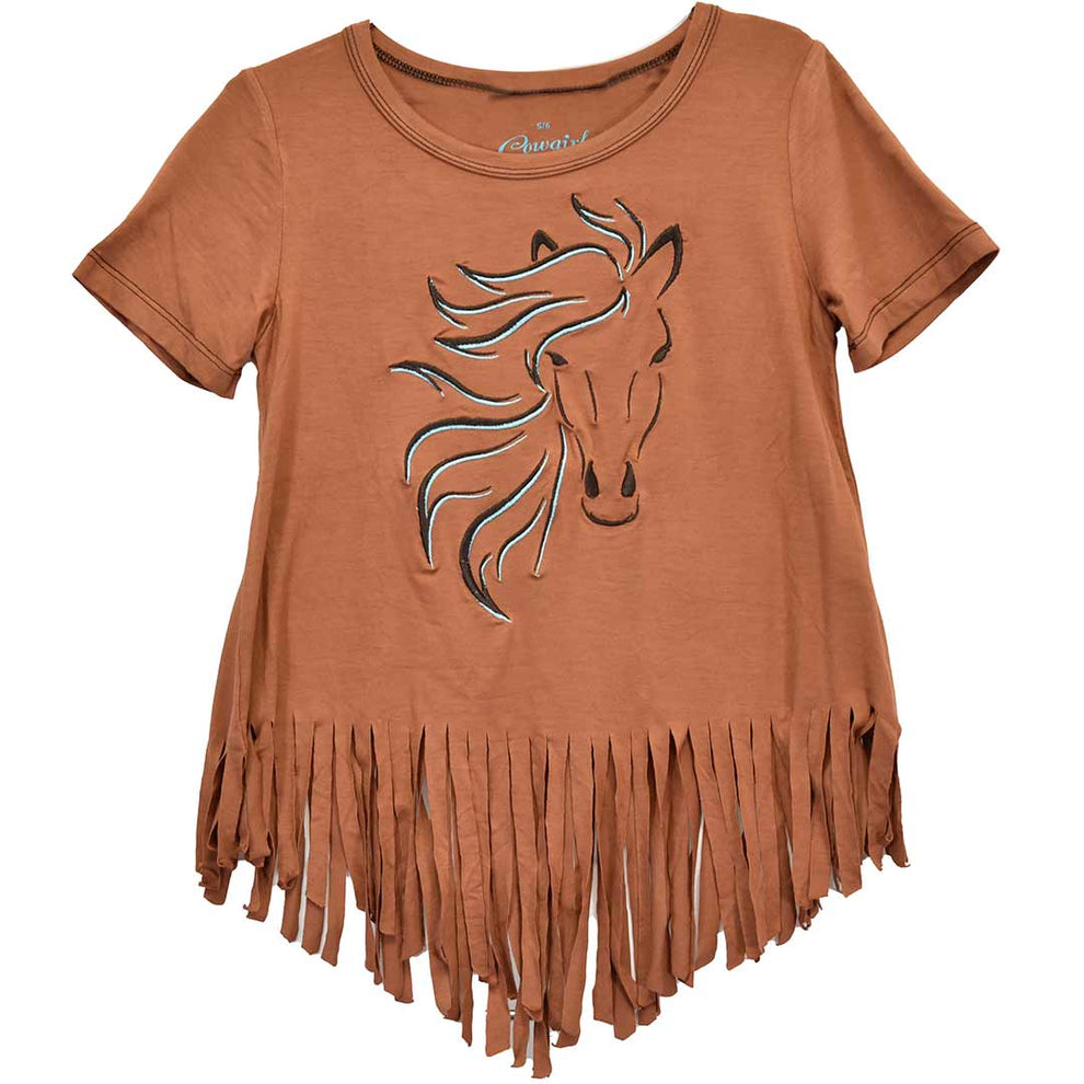 Cowgirl Hardware Girls' Horse Fringe T-Shirt