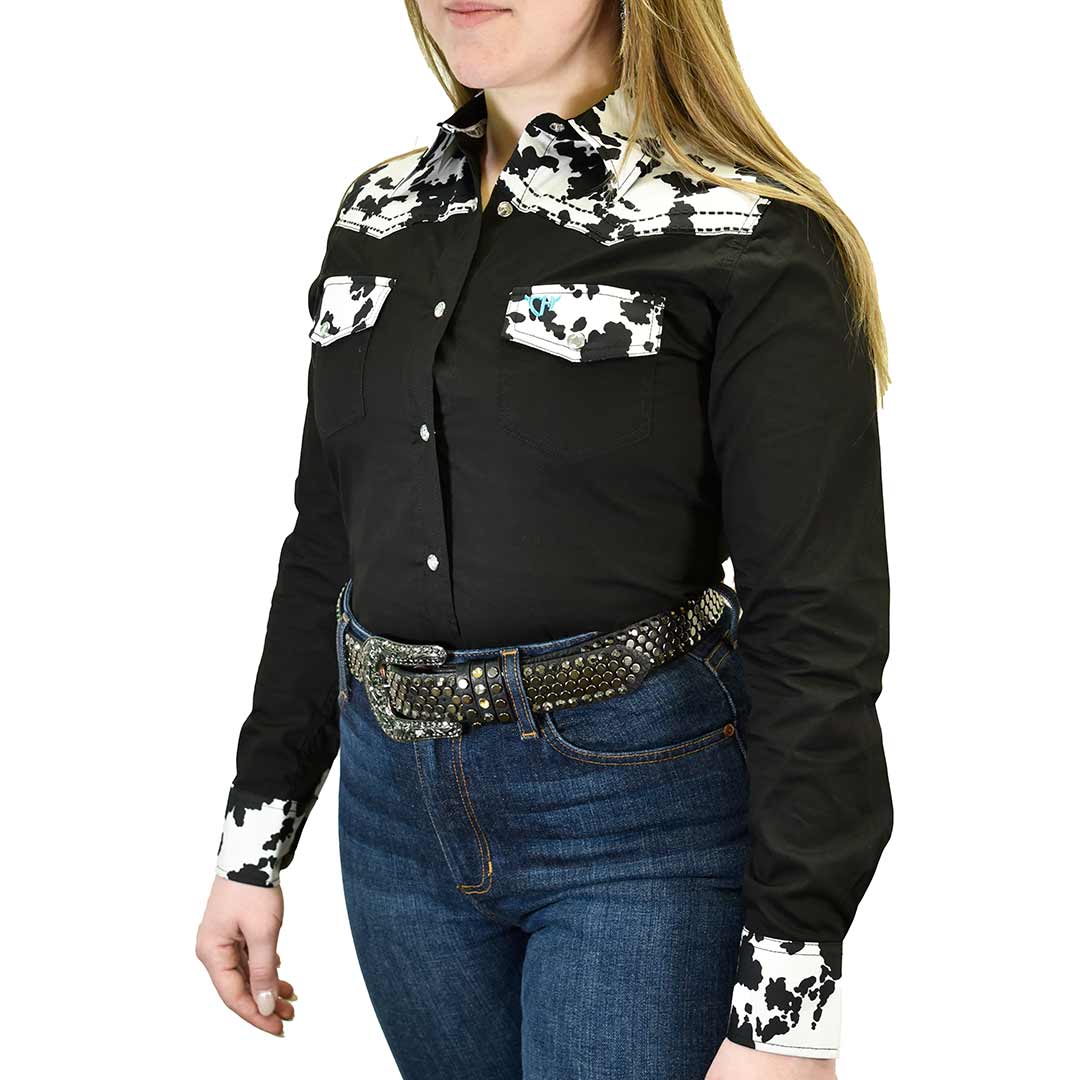 Cowgirl Hardware Women's Cow Print Snap Shirt