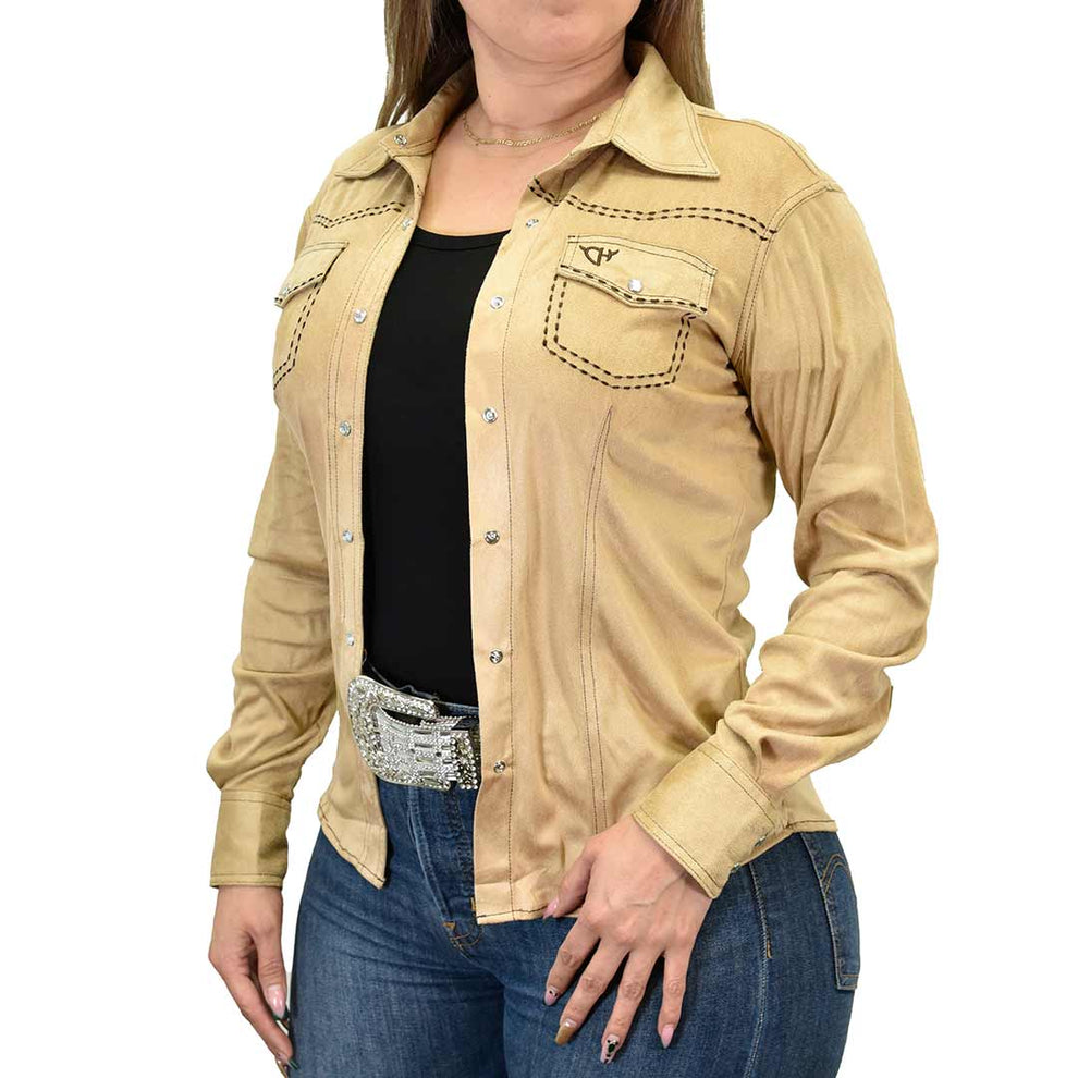 Cowgirl Hardware Women's Faux Suede Snap Shirt