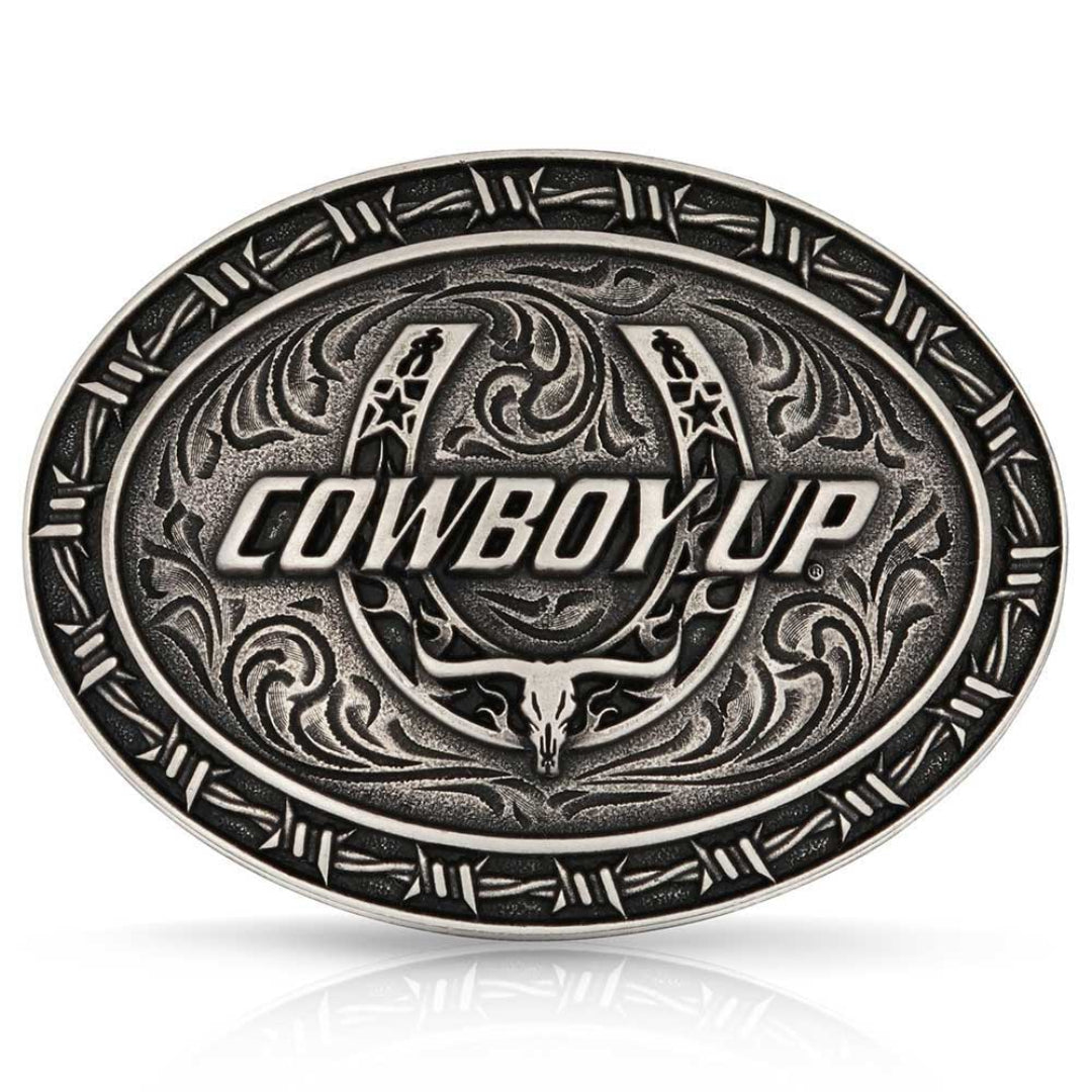 Montana Silversmiths Cowboy Up Barbed Wire Buckle