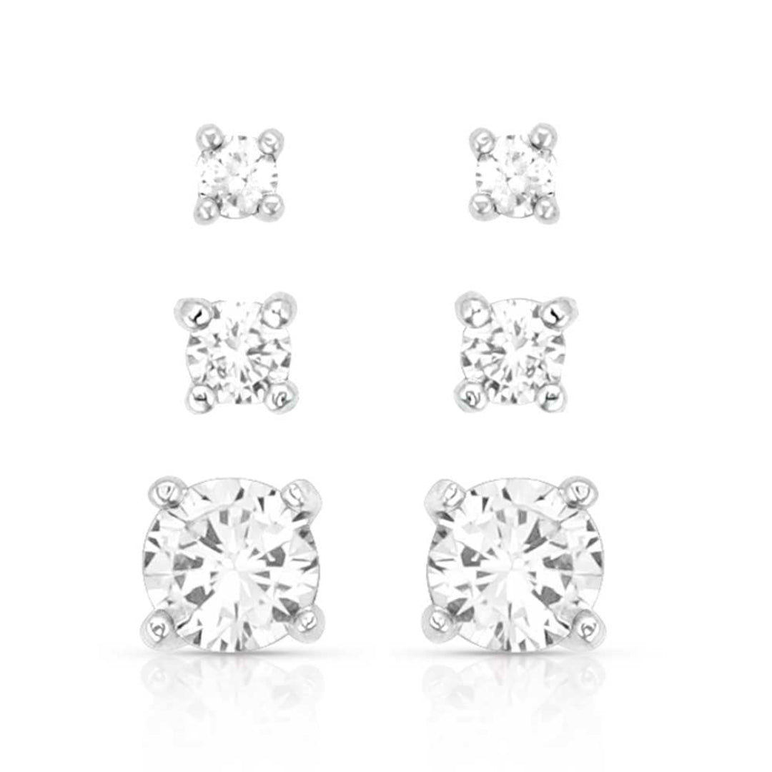 Montana Silversmith's Women's Shine Bright Triple Crystal Post Earring Set