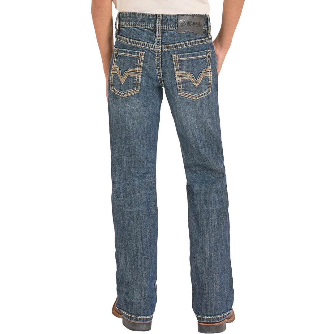 Rock & Roll Denim Boys' Regular Fit Straight Rope Pocket Bootcut Jeans