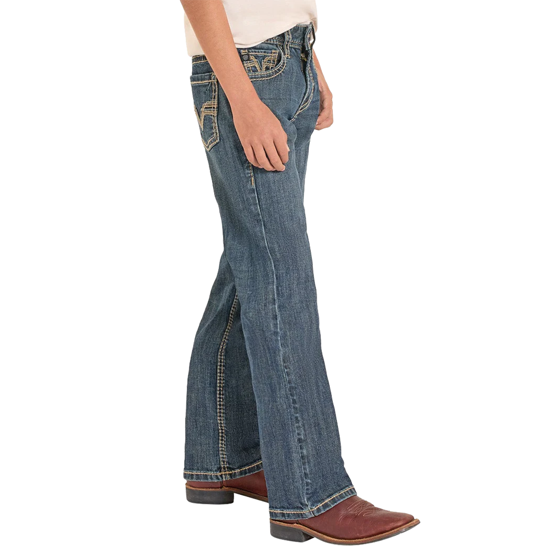 Rock & Roll Denim Boys' Regular Fit Straight Rope Pocket Bootcut Jeans