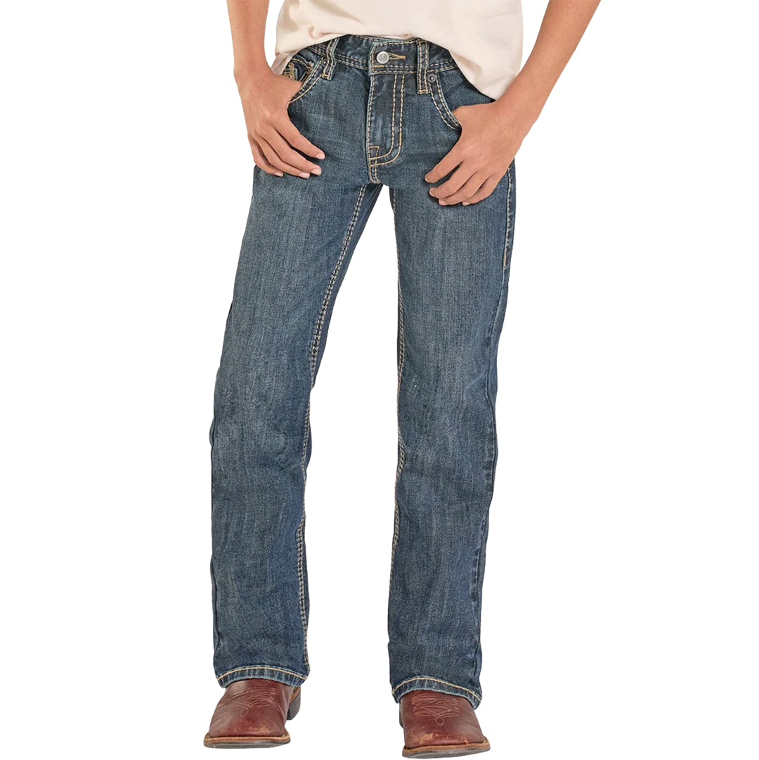Rock & Roll Denim Boys' Regular Fit Straight Rope Pocket Bootcut Jeans