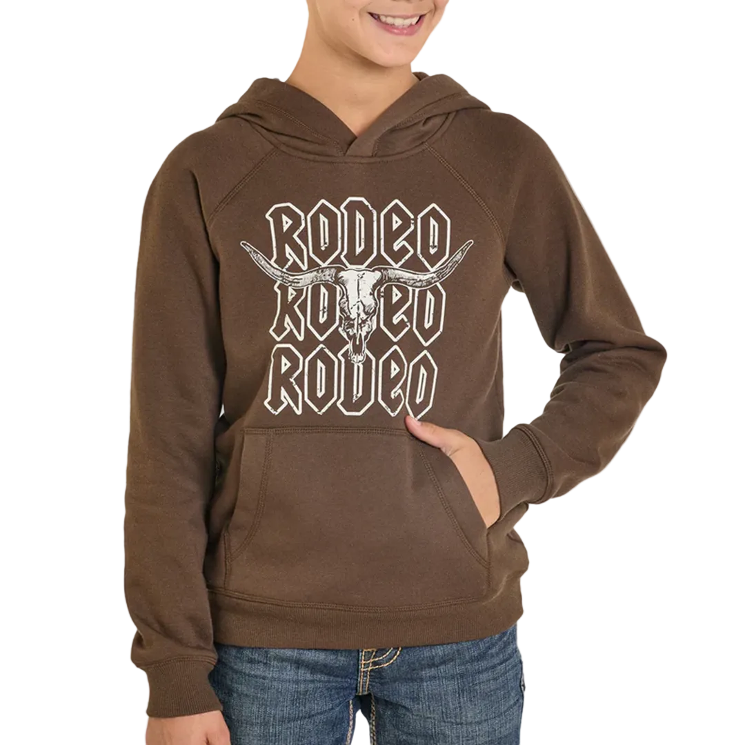 Rock & Roll Denim Boys' Longhorn Rodeo Graphic Hoodie