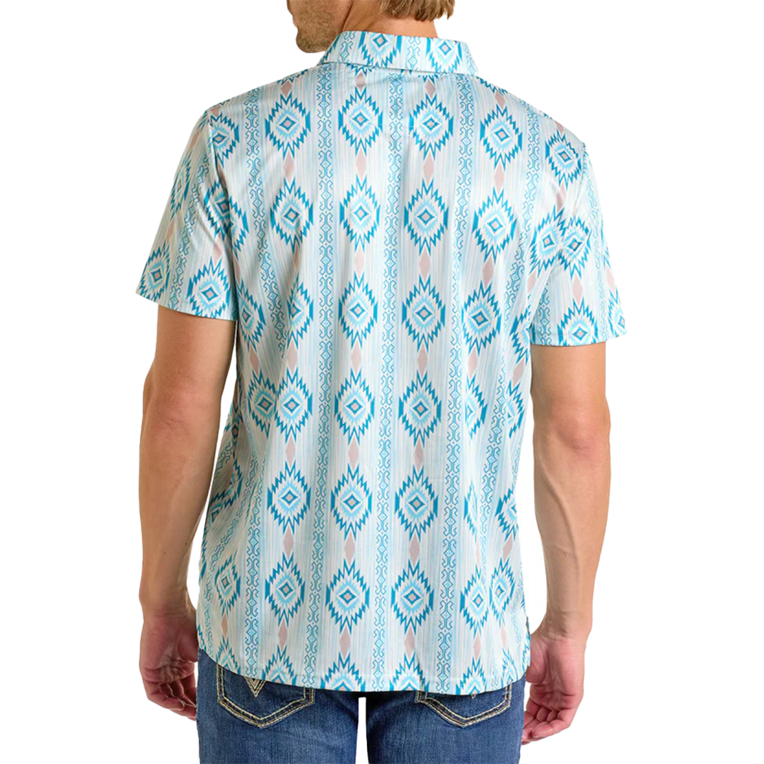 Rock & Roll Denim Men's Caribbean Aztec Printed Polo
