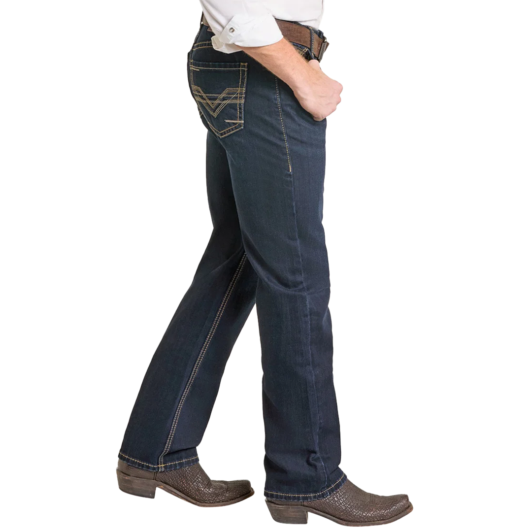 Rock & Roll Denim Men's Relaxed Fit Classic V Stackable Bootcut Jeans
