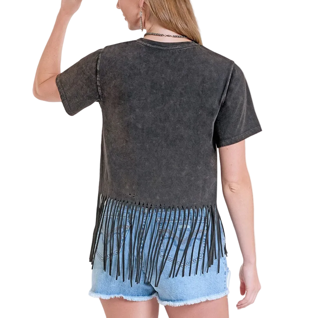 Rock & Roll Denim Women's Wild West Honky Tonk Fringe Graphic T-Shirt