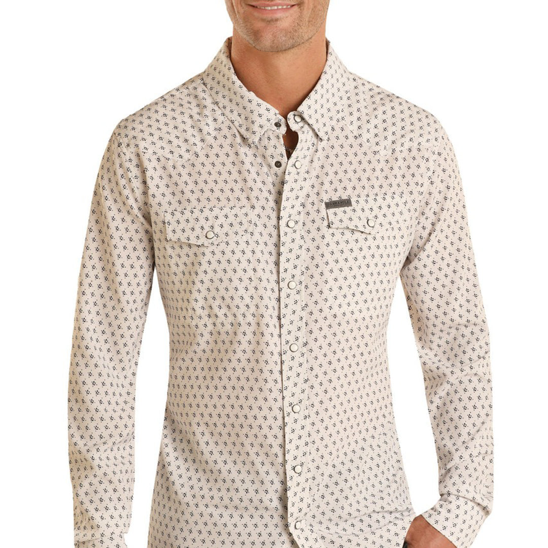 Panhandle Men's Ditsy Geo Print Snap Shirt