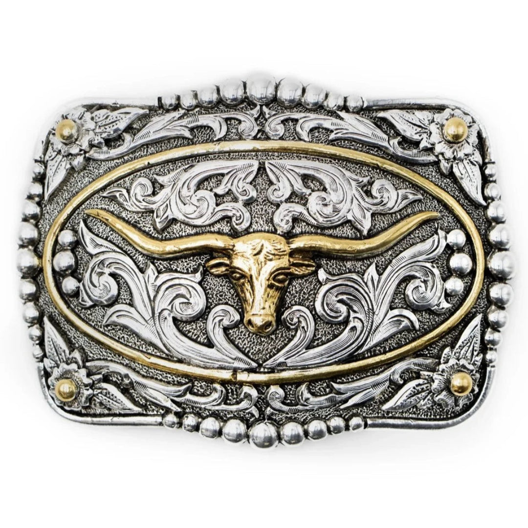 AndWest Scrolled Longhorn with Gold Ring Buckle