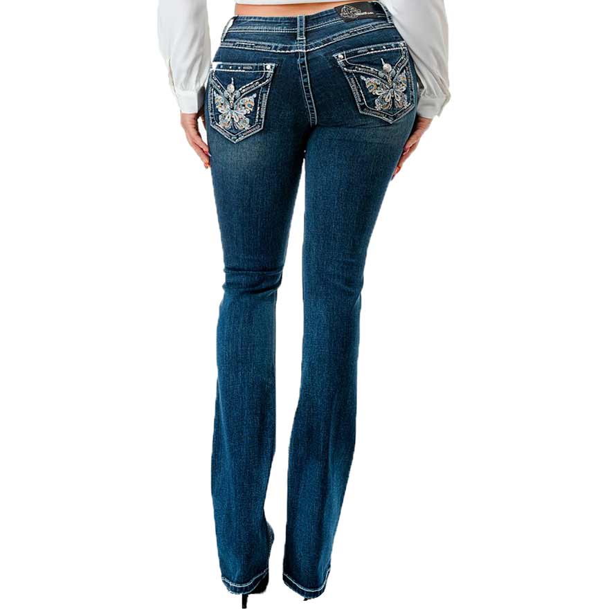 Grace in LA Women's Butterfly Bootcut Jeans Lammle's Lammle's