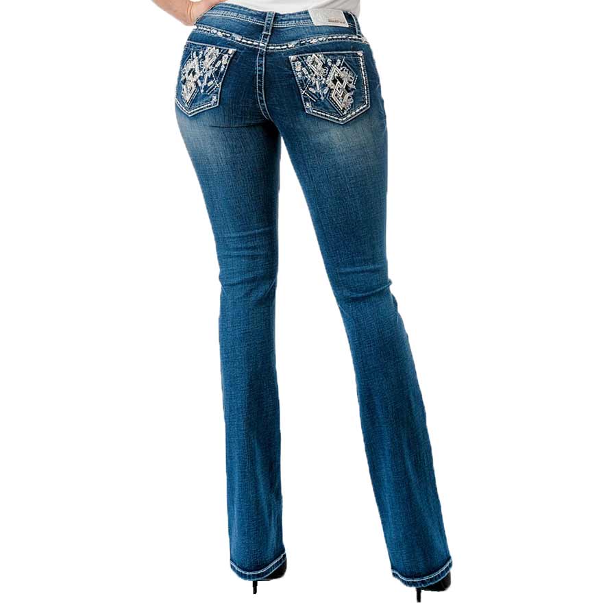 Grace in LA Women's Diamond Pocket Bootcut Jeans