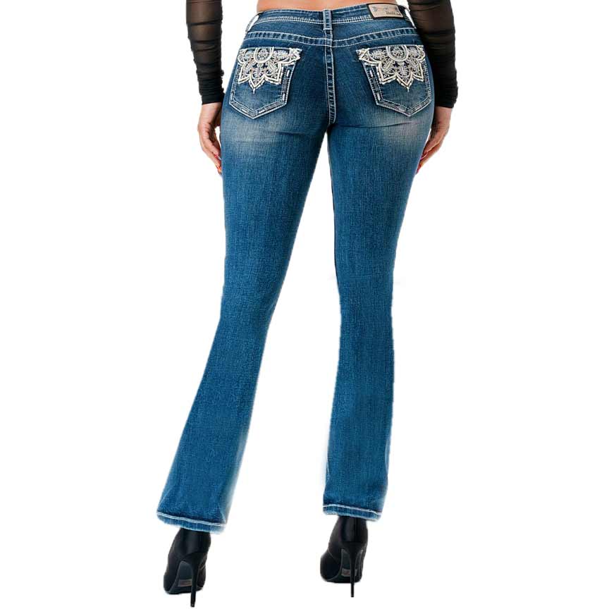 Grace in LA Women's Mandala Pocket Bootcut Jeans