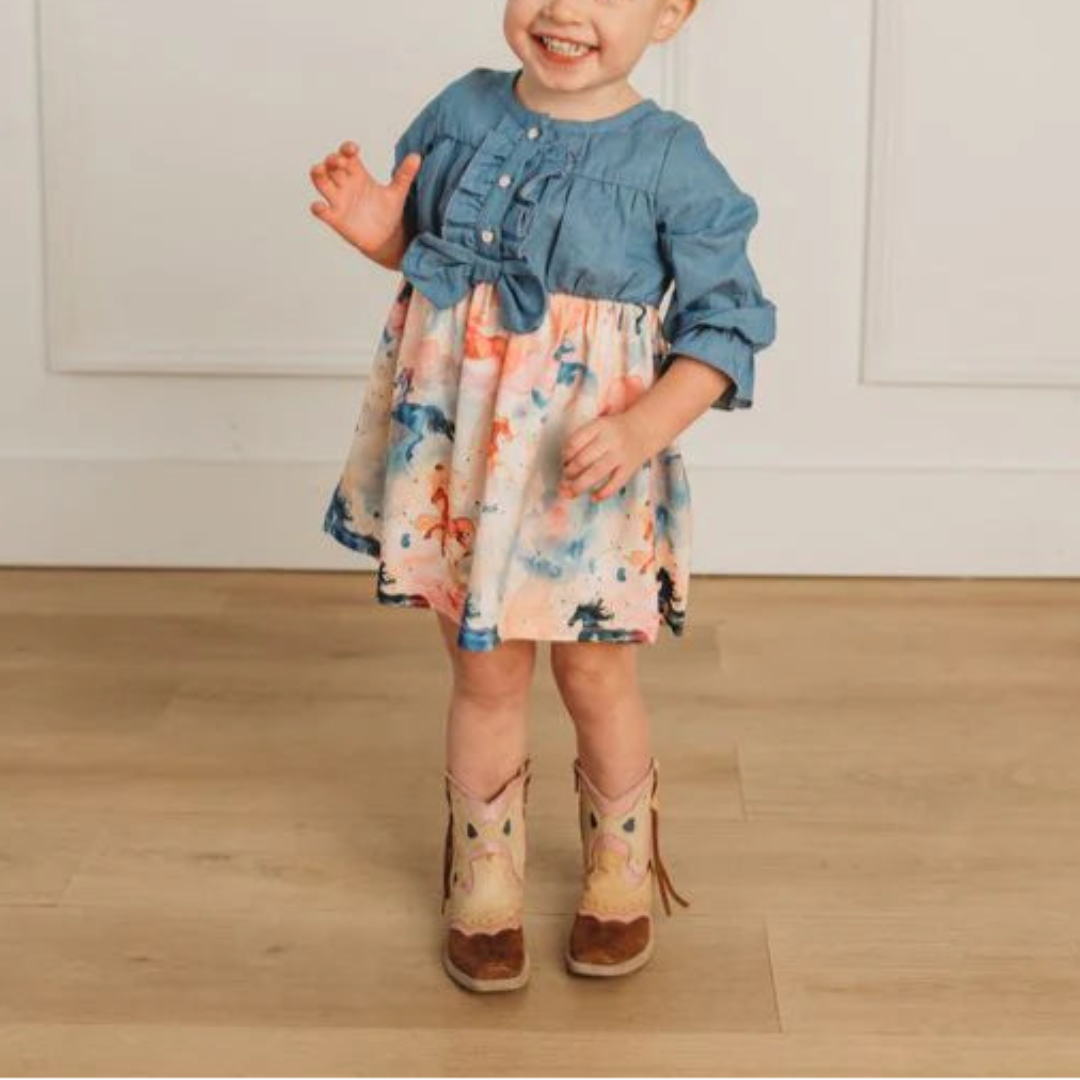 Shea Baby Baby Girls' Horse Denim Dress