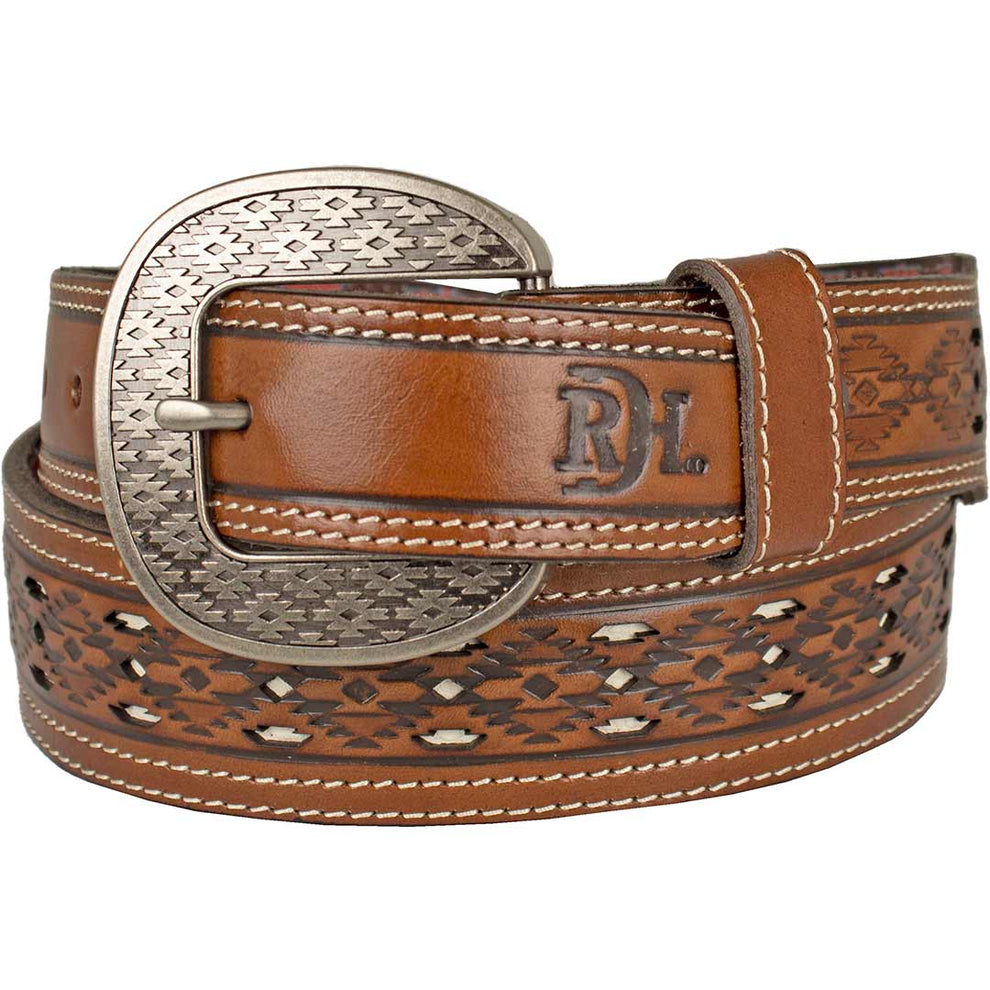Red Dirt Hat Co Men's Tooled with Ivory Underlay Belt
