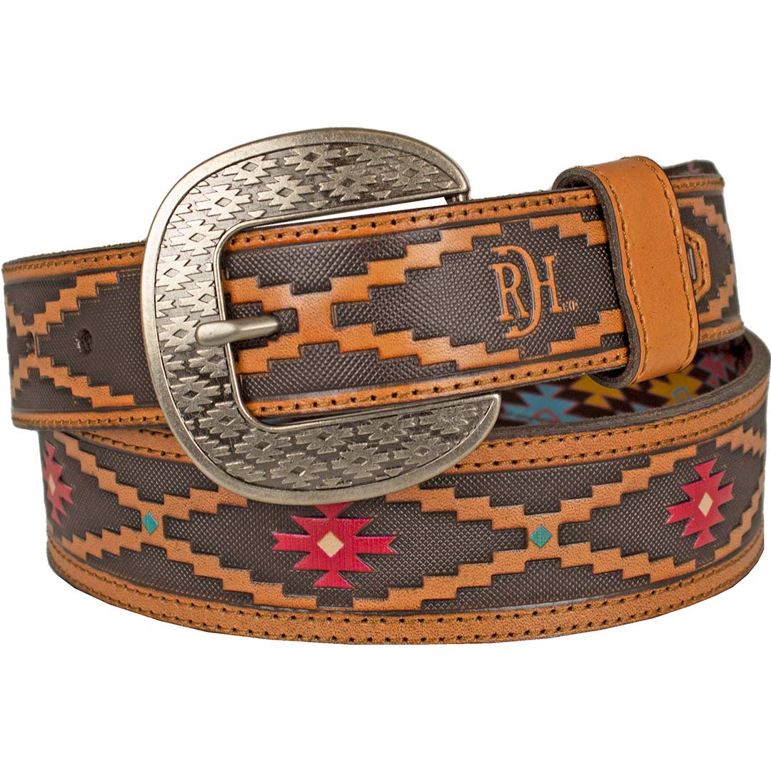 Red Dirt Hat Co Men's Southwest Pattern Tooled Tapered Belt