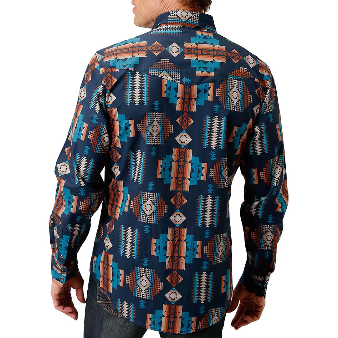 Roper Men's Aztec Stripe Print Snap Shirt