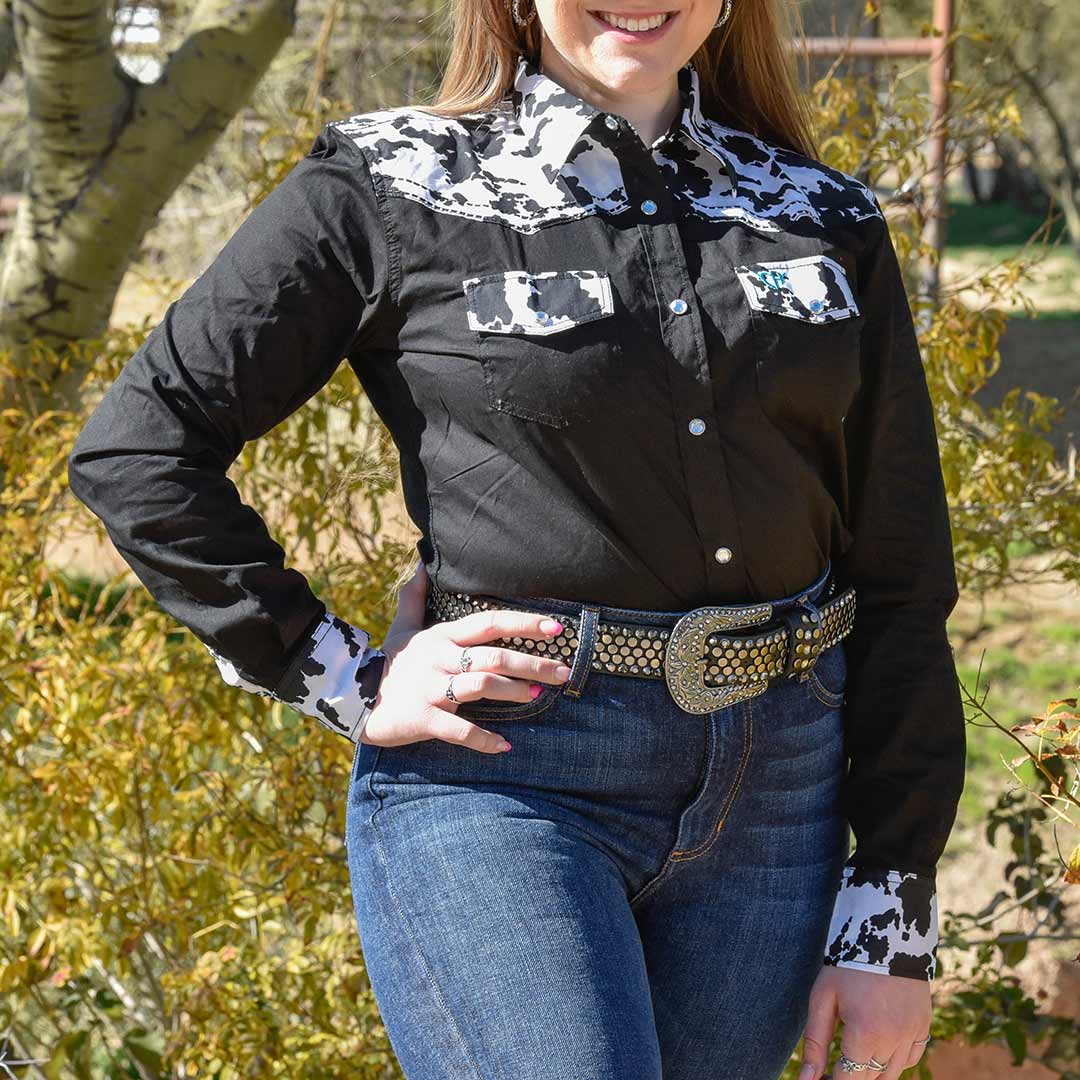 Cowgirl Hardware Women's Cow Print Snap Shirt