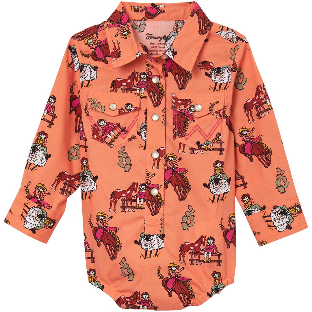 Wrangler Baby Girls' Horse and Cowgirl Snap Bodysuit