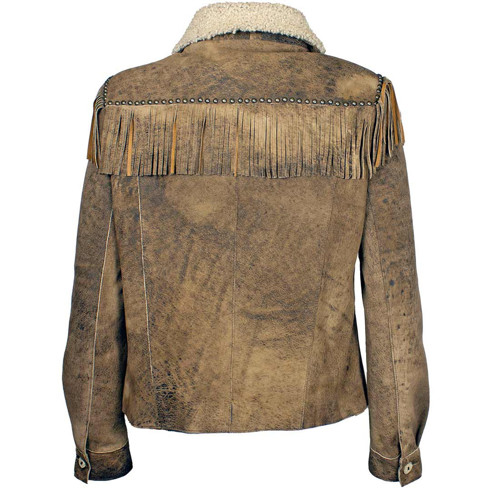 Juan Antonio Women's Fringe Distressed Leather Jacket