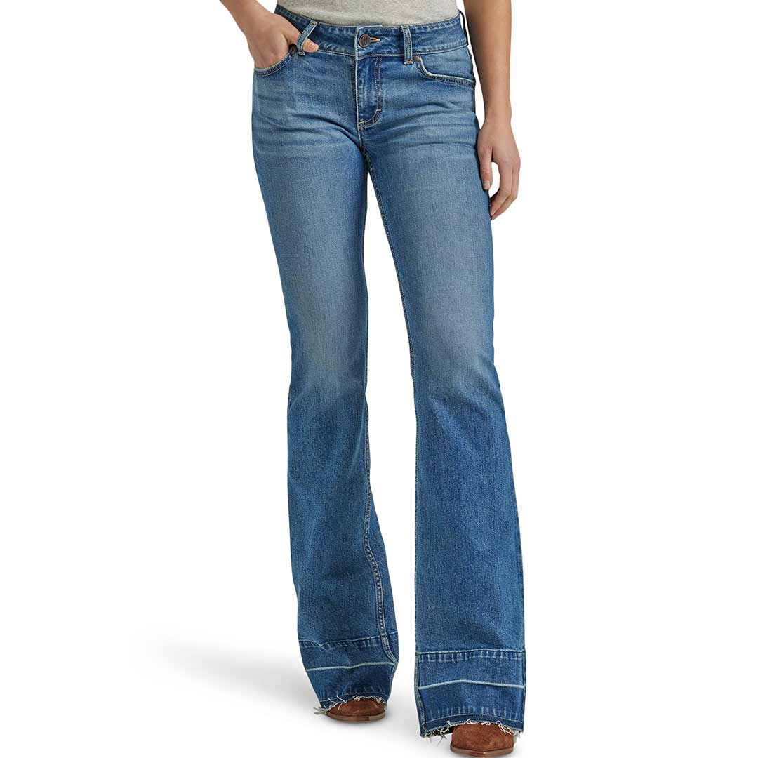 Wrangler Women's Retro Mae Released Hem Mid Rise Trouser Jeans