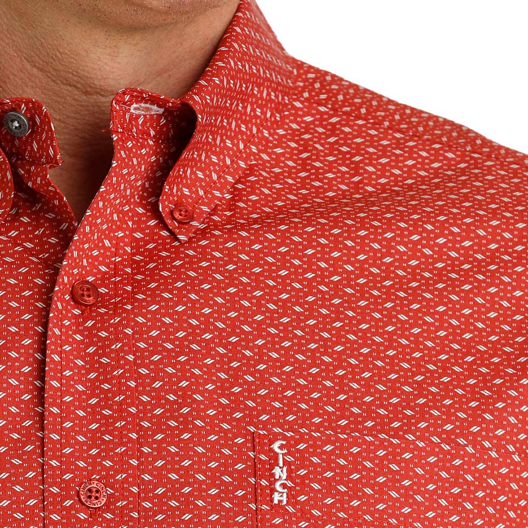 Cinch Men's Modern Fit Geometric Print Button-Down Shirt
