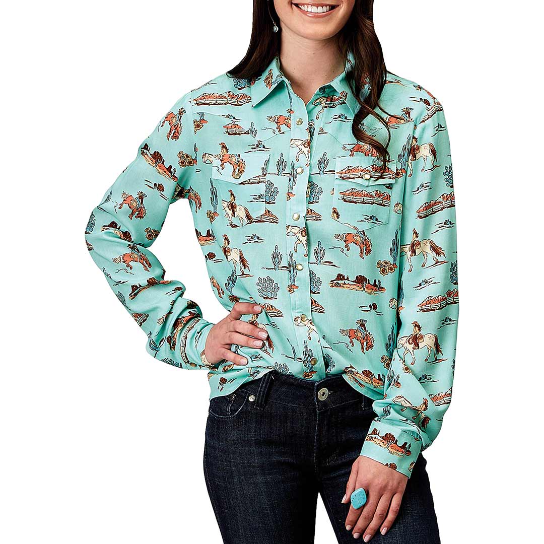 Roper Women's Cowgirl Print Snap Shirt