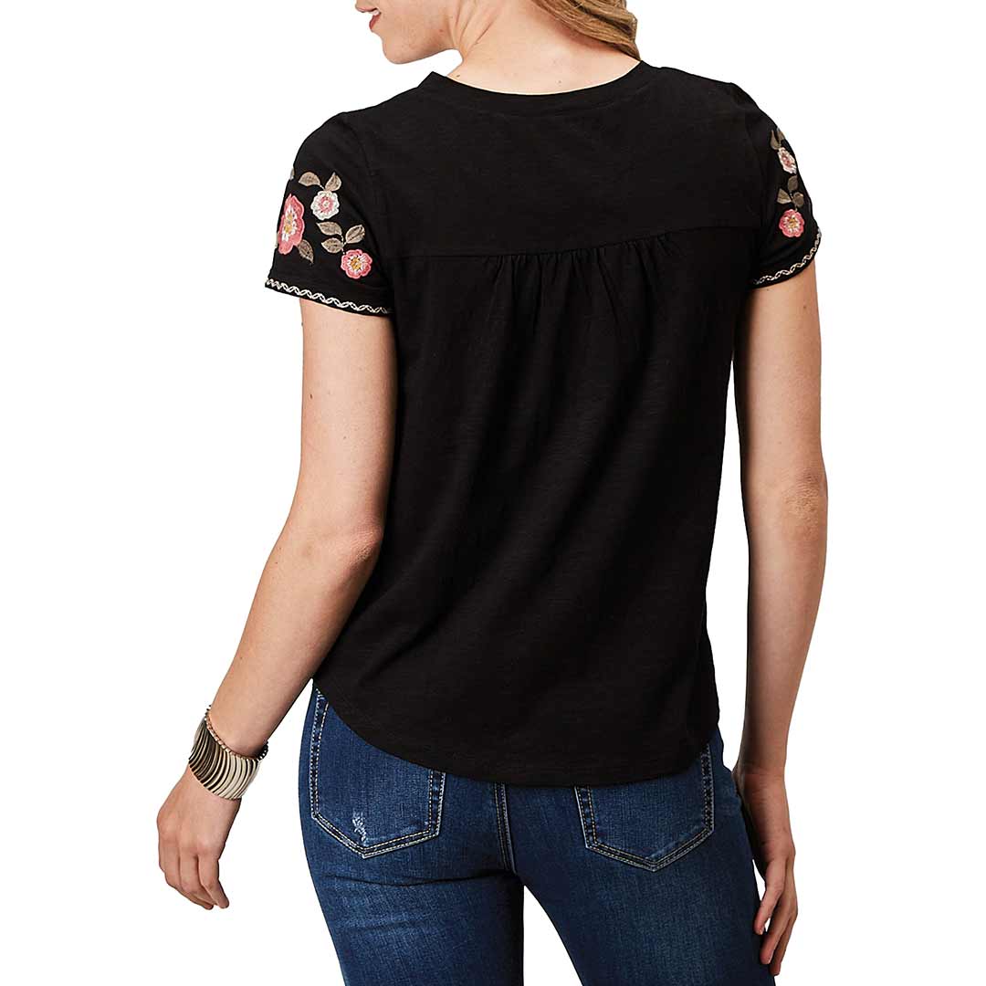 Roper Women's Floral Embroidered Yoke T-Shirt