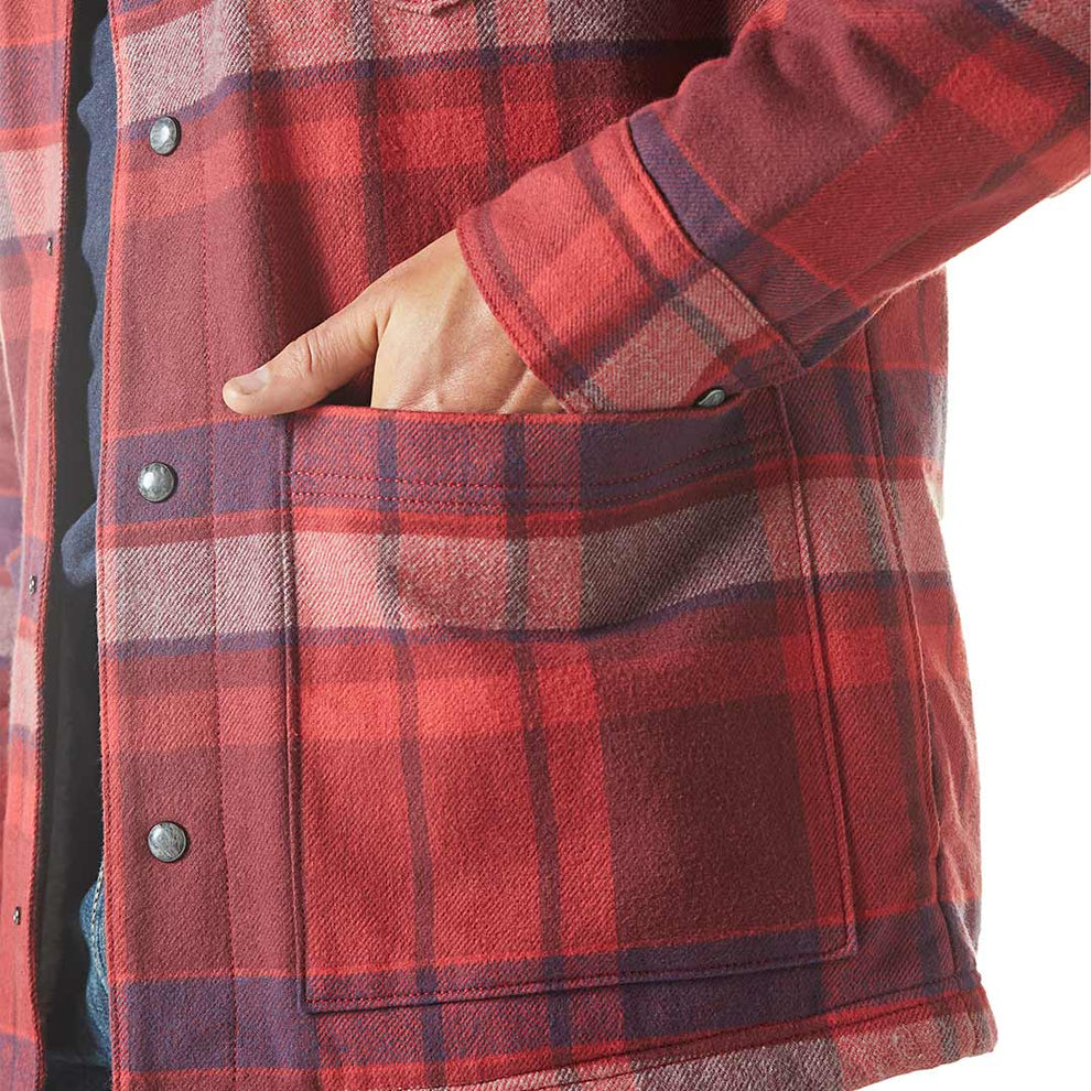 Wrangler Men's Sherpa Lined Flannel Hooded Shirt Jacket